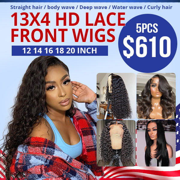 $610 13*4 HD Lace Frontal Wigs 12 14 16 18 20 Inch 5PCS