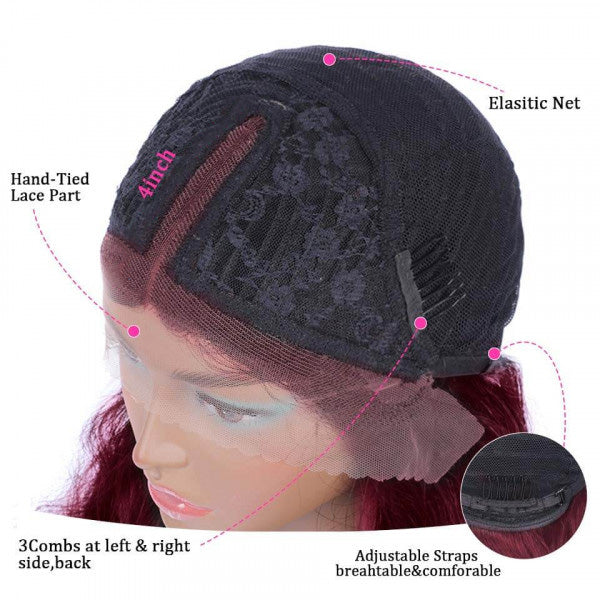 99J Lace Wigs Burgundy 13*4 Lace Front Wig, Lace Part Human Hair Wigs