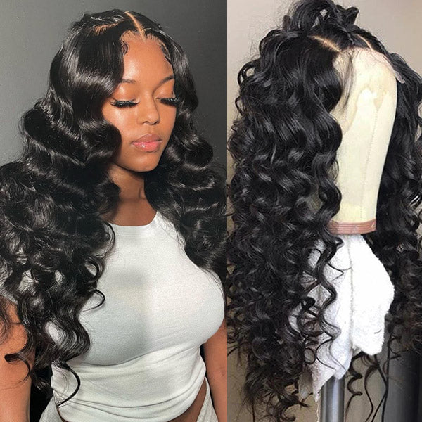 Invisible Lace Wig Loose Wave Wigs 13x4 Lace Front Wig Skin Melt Human Hair Wigs