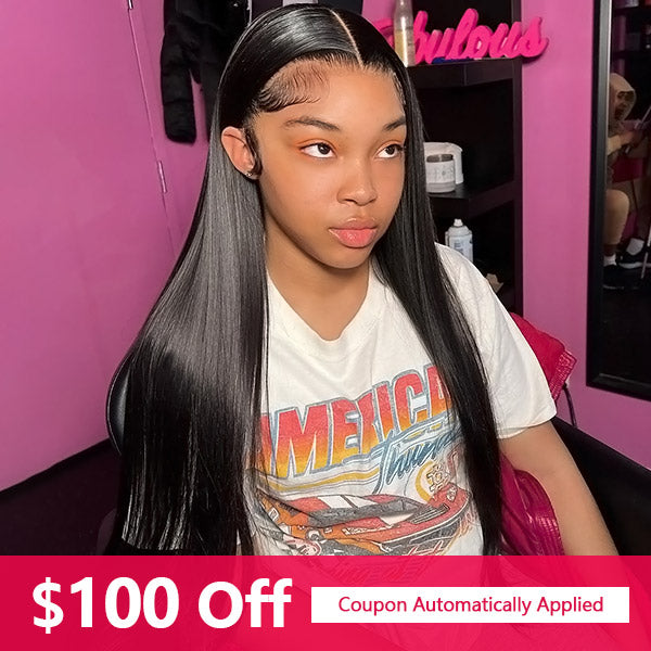 $100 Off 4x4 Straight Hair Lace Closure Wigs