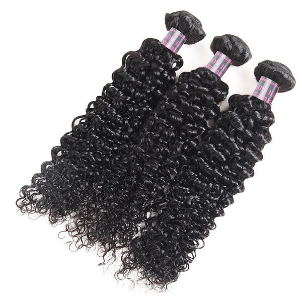 Ishow Brazilian Human Hair 4 Bundles With Closure Virgin Curly Hair Weave