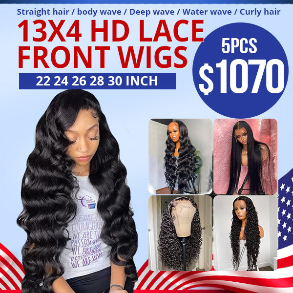 $1070 13*4 HD Lace Frontal Wigs 22 24 26 28 30 Inch 5PCS