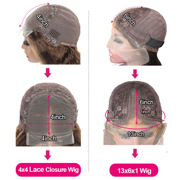 Highlight Honey Blonde 4x4 Lace Closure Wigs Straight Human Hair HD Lace Wigs