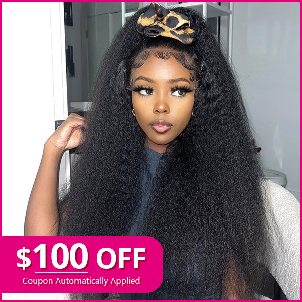 $100 Off 13x4 Lace Front Wigs Kinky Straight Human Hair