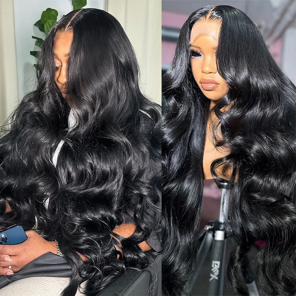 Full 13x6 Lace Frontal Wig HD Transparent Lace Body Wave Wig Pre Plucked &amp; Bleached Knots Glueless Wig 250% Density