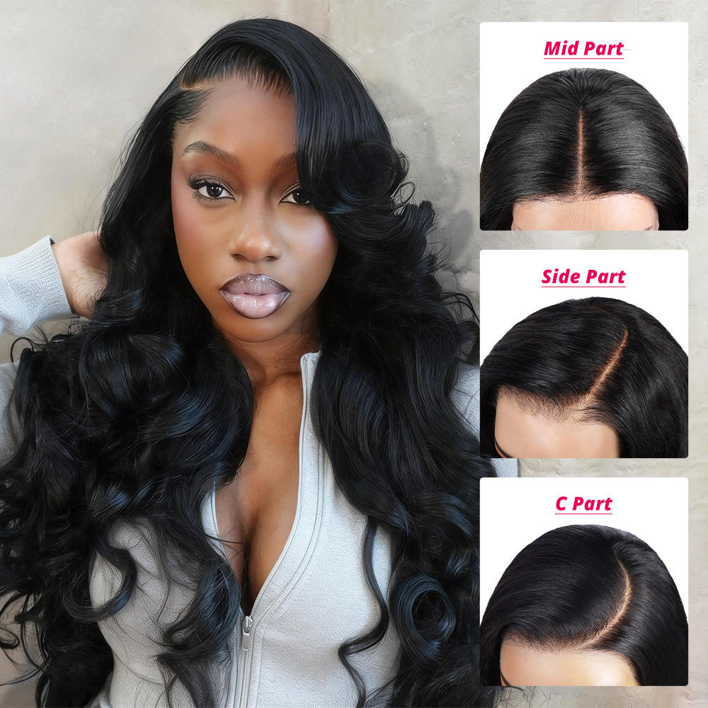 Full 13x6 Lace Frontal Wig HD Transparent Lace Body Wave Wig Pre Plucked &amp; Bleached Knots Glueless Wig 250% Density