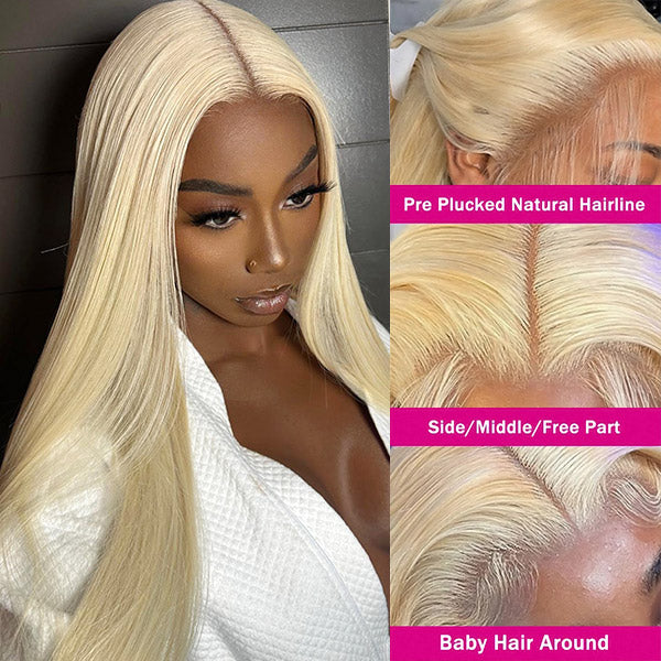 613 Blonde Wig HD 5x5 Lace Closure Wig Straight Human Hair Glueless Wigs