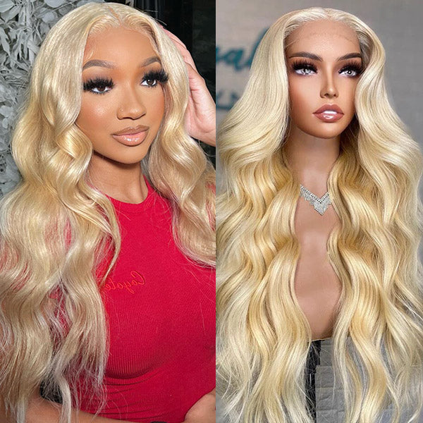 Blonde Human Hair Wigs Glueless Wigs 613 Honey Blonde Body Wave Wig 13x4 HD Lace Front Wigs Barbie Hair Style 30 Inch 180% Density