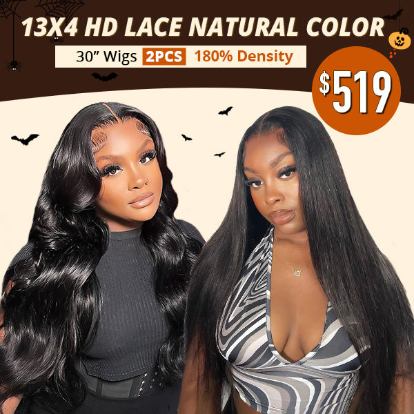 Wholesale | 13x4 HD Lace Front Human Hair Wig 30'' 2Pcs 180% Density