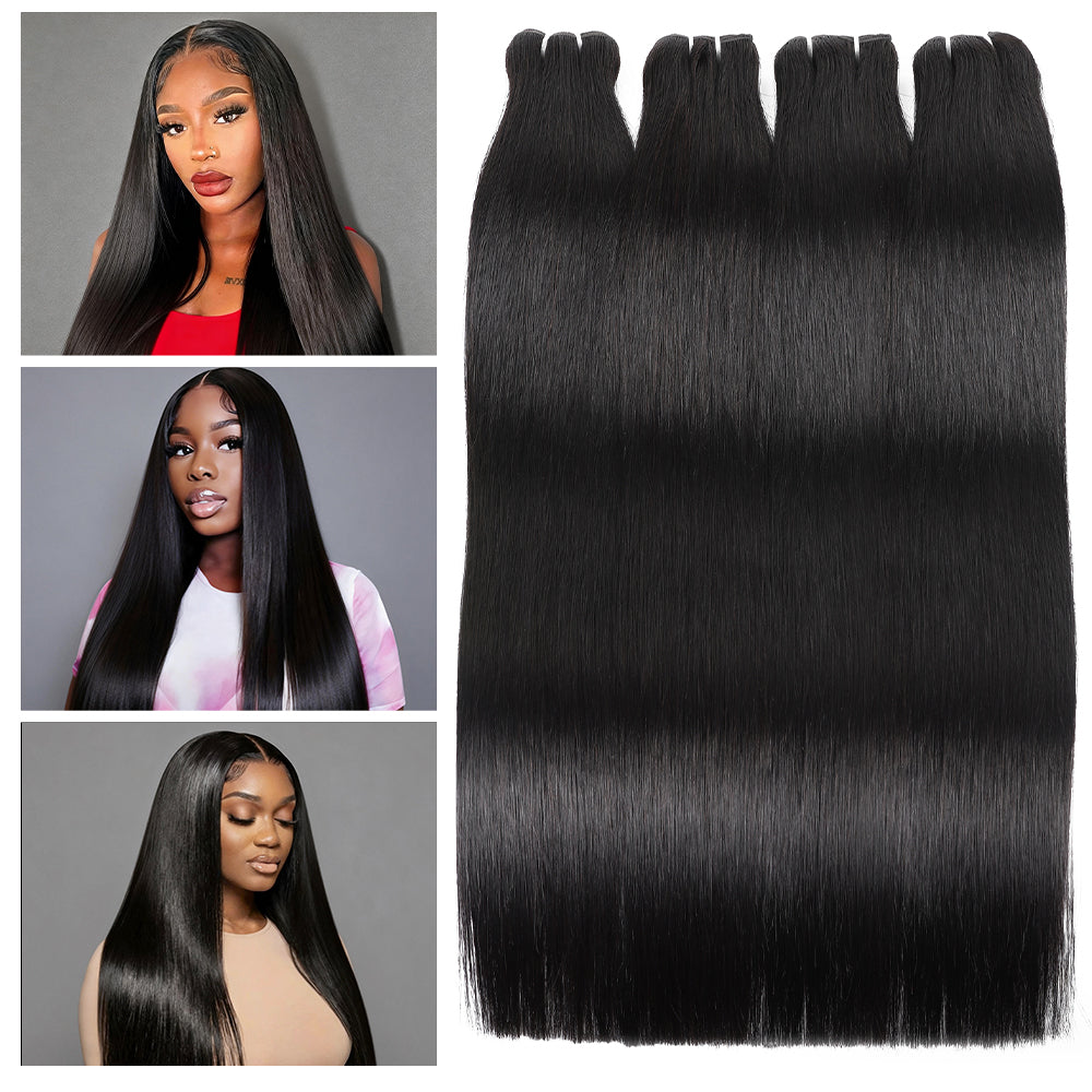 Hairsmarket 12A Straight Hair Bundles With 4x4 Lace Closure Unprocessced Virgin 100% Human Hair Extensions