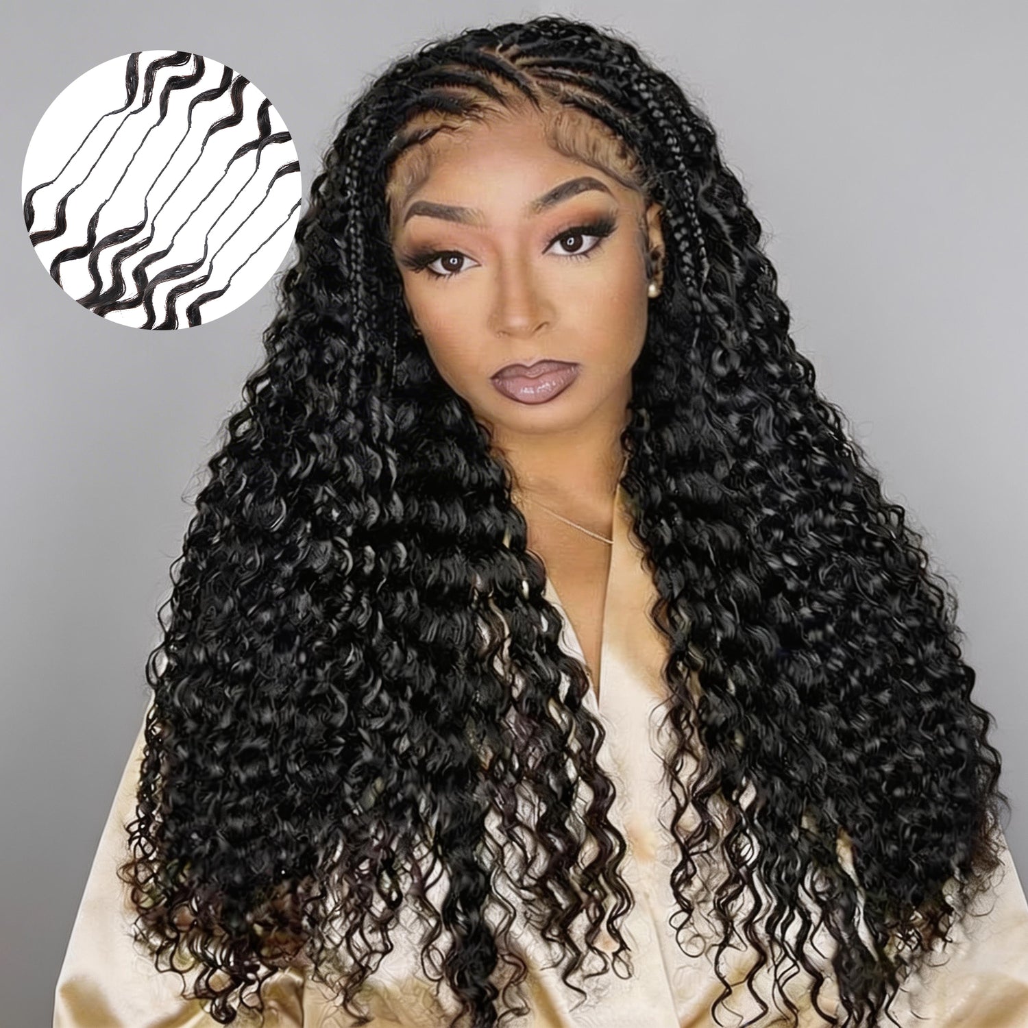 【Knotless Crochet Braids】Feather Crochet Hair Extension Deep Wave Pre-looped 100% Human Hair Protective Style