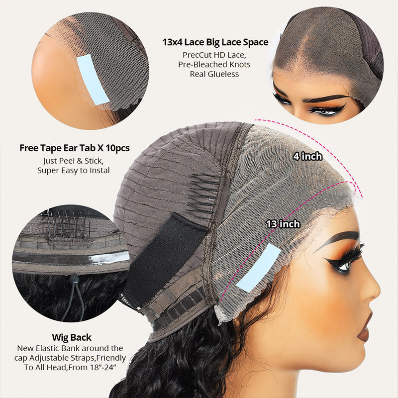 Hairsmarket Glueless 13x6 Lace Frontal Wig Body Wave Pull and Go Drawstring Human Hair Wigs