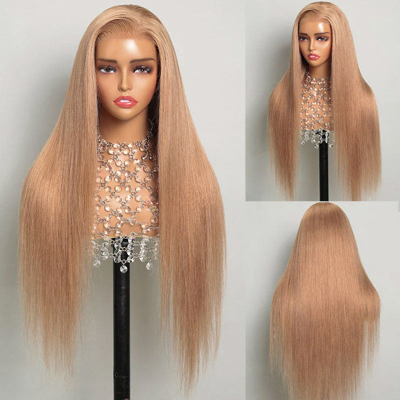 13x4 HD Lace Front Wigs Milk Tea Brown Human Hair Wigs Straight Hair Light Brown Glueless Wigs