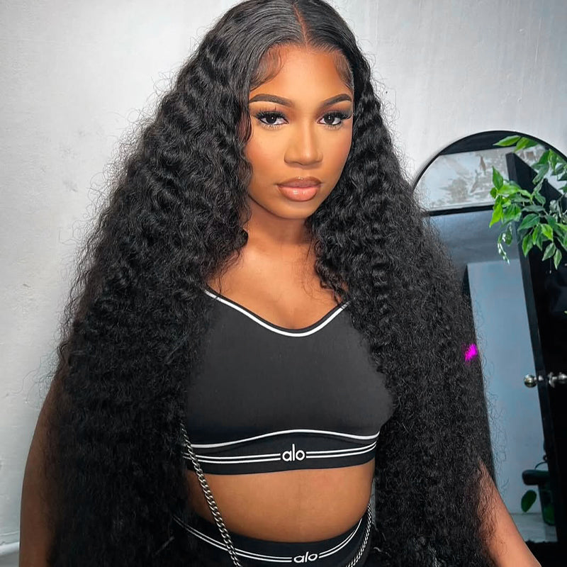 Hairsmarket Kinky Curly 13x6 Full Lace Frontal Wig 100% Virgin Human Hair with Elastic Drawstring
