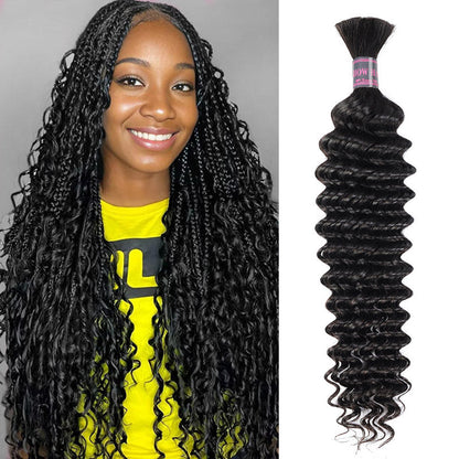 Overnight Shipping Deep Wave Human Boho Braiding Hair Deep Wave Bulk Human Hair 3/4 Bundles Hair Extensions For Braiding