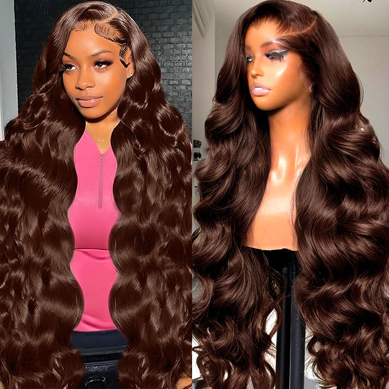 Hairsmarket Brown Wig Body Wave Lace Front Wigs Chocolate Brown 13x4 Lace Frontal Wig Barbie HD Lace Human Hair Wigs