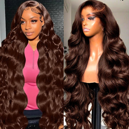 Hairsmarket Brown Wig Body Wave Lace Front Wigs Chocolate Brown 13x4 Lace Frontal Wig Barbie HD Lace Human Hair Wigs