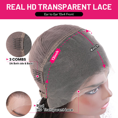 Hairsmarket Straight Hair HD Lace Full Lace Frontal 13x4 Human Hair Wigs Undetectable Lace Pre-Plucked Glueless Wigs 250% Density