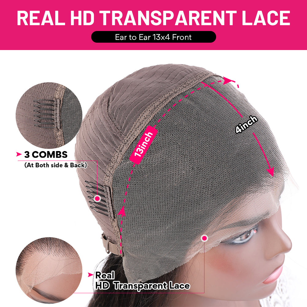 Hairsmarket 13x4 HD Lace Full Lace Frontal Wig Water Wave Human Hair Wigs Undetectable Lace 250% Density