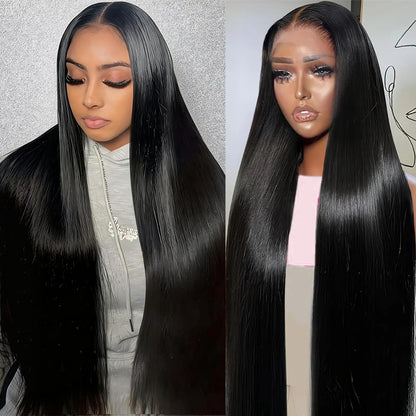 Hairsmarket Straight Hair HD Lace Full Lace Frontal 13x4 Human Hair Wigs Undetectable Lace Pre-Plucked Glueless Wigs 250% Density