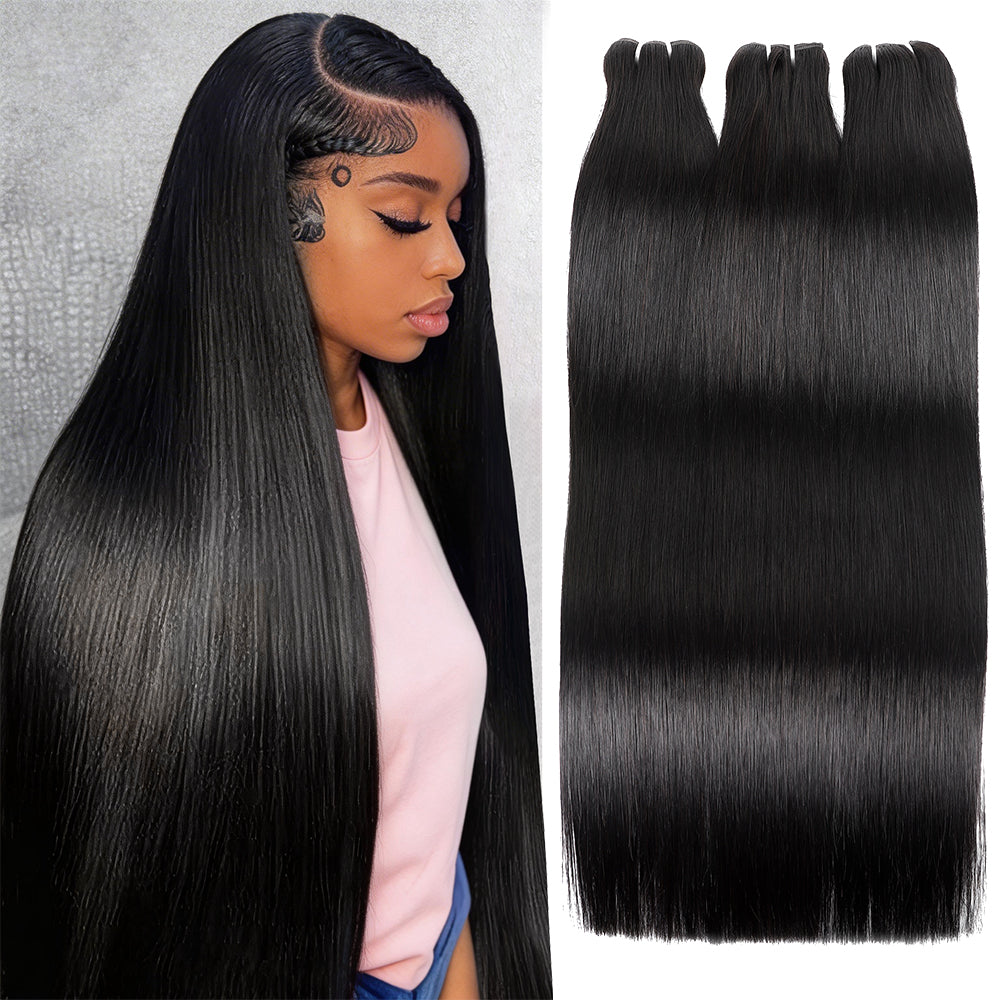 Hairsmarket 12A Straight Hair Bundles With 4x4 Lace Closure Unprocessced Virgin 100% Human Hair Extensions