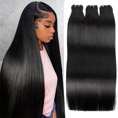Hairsmarket 12A Straight Hair Bundles With 4x4 Lace Closure Unprocessced Virgin 100% Human Hair Extensions