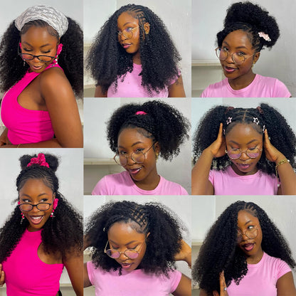 Feather Crochet Hair Extension Kinky Curly Pre-looped 100% Human Hair Protective Style 60g