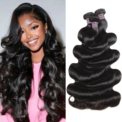 Ship From US | Hairsmarket Body Wave Bundles Indian Human Hair Weave 3 Bundles Hair Extensions
