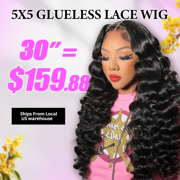28'' 200% Density=$149.99 | Ready To Wear Glueless Wigs 5x5 HD Lace Closure Wigs Pre Cut Bleached Knots（ Ship From US )