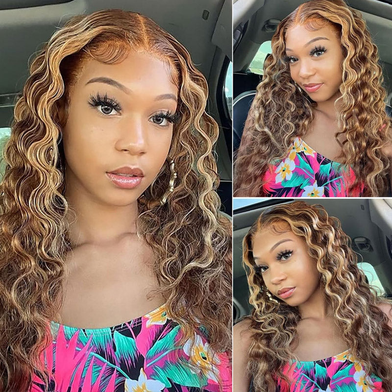 Hairsmarket Invisi-Strap Snug Fit 360 HD Transparent Lace Front Wig P4/27 Highlight Lace Human Hair Wig