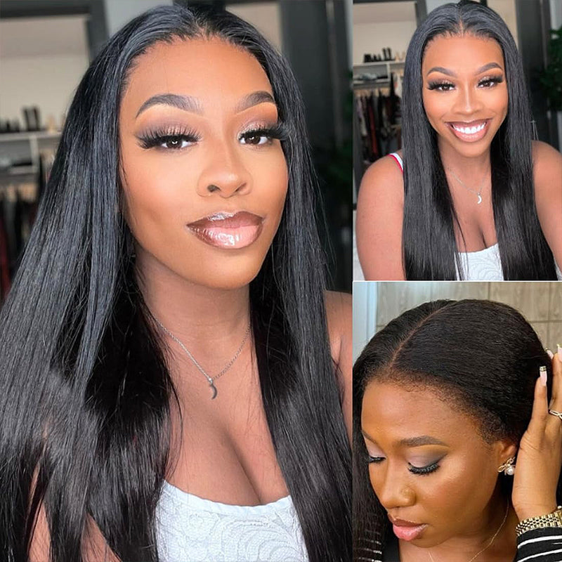 Hairsmarket Straight 13x6 Full Lace Frontal Wig Easi Drawstring Human Hair Wigs Biginner Friendly