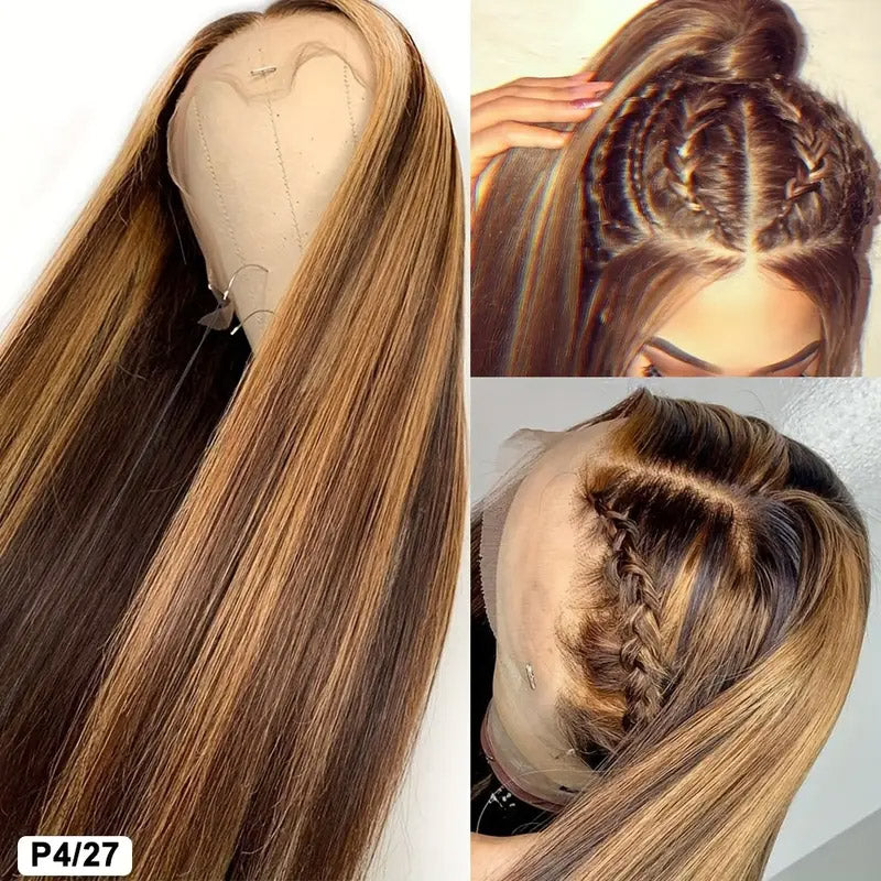 Hairsmarket Invisi-Strap Snug Fit 360 HD Transparent Lace Front Wig P4/27 Highlight Lace Human Hair Wig