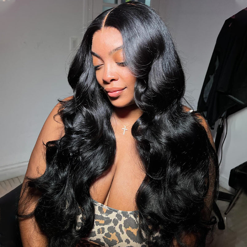 Hairsmarket Glueless 13x6 Lace Frontal Wig Body Wave Pull and Go Drawstring Human Hair Wigs