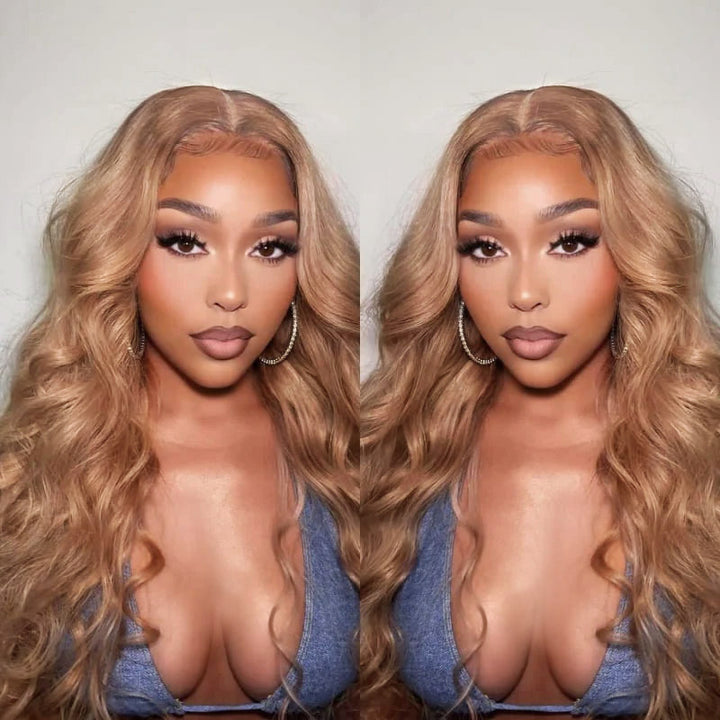 Body Wave Glueless Wigs Milk Tea Brown 13x4 HD Lace Front Wigs Colored Human Hair Wigs