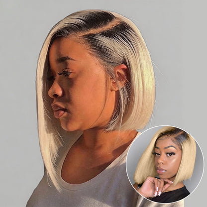 Premium Colored Short Bob Wigs Straight Human Hair Wig 13x4 Full Lace Frontal Bob Wig