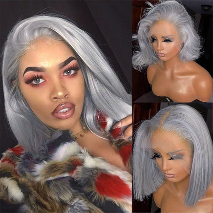 Premium Colored Short Bob Wigs Straight Human Hair Wig 13x4 Full Lace Frontal Bob Wig