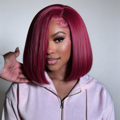 Premium Colored Short Bob Wigs Straight Human Hair Wig 13x4 Full Lace Frontal Bob Wig