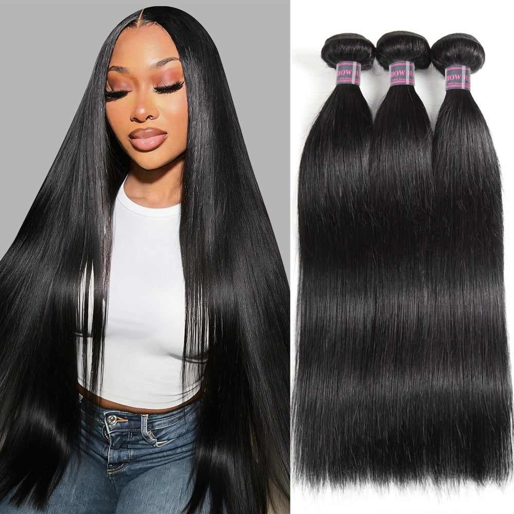 Hairsmarket Bone Straight Brazilian Human Hair Bundles Raw Extensions 3 Bundles