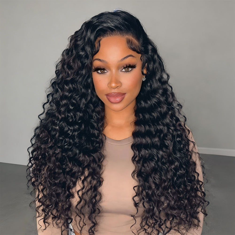 Deep Wave Human Hair Bundles Curly Hair Weaving Raw Unprocessed Double Weft Virgin Hair Extensions