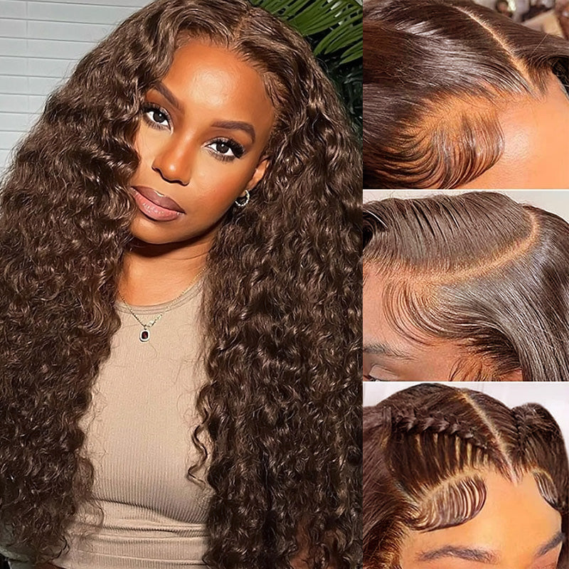 Hairsmarket Deep Wave 13x4 Frontal Wig Dark Brown HD Lace Wigs 