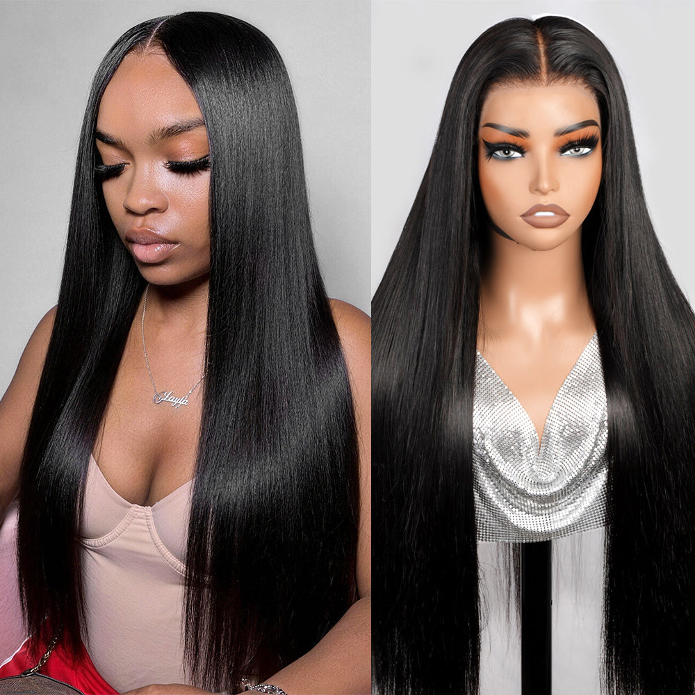 Hairsmarket 5x5 HD Lace Closure Wigs Straight Hair Wig Glueless Human Hair Wigs Pre Plucked Bleached Knots