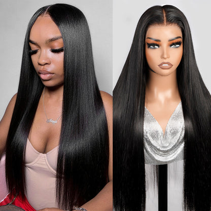 Hairsmarket 5x5 HD Lace Closure Wigs Straight Hair Wig Glueless Human Hair Wigs Pre Plucked Bleached Knots