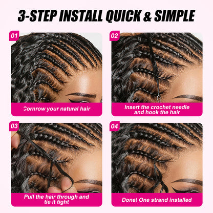 【Knotless Crochet Braids 】Feather Crochet Hair Extension Burmese Curly Pre-looped 100% Human Hair Protective Style