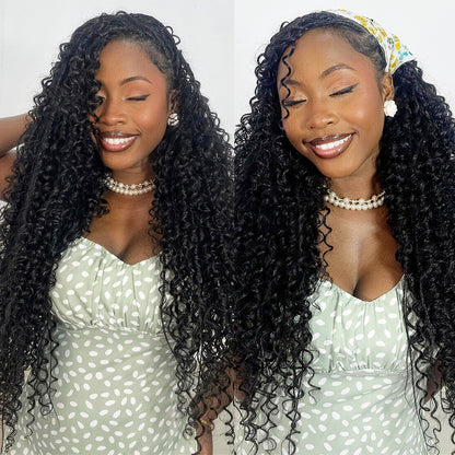 【Knotless Crochet Braids】Feather Crochet Hair Extension Deep Wave Pre-looped 100% Human Hair Protective Style