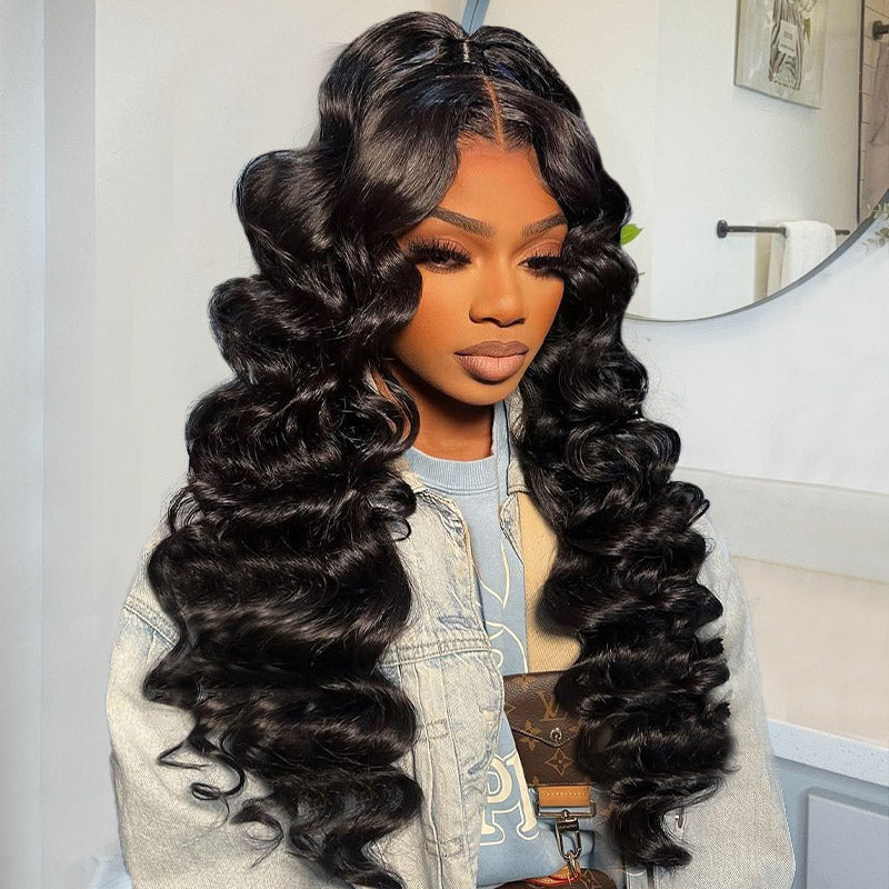 Hairsmarket Loose Deep Wave 13x4 HD Lace Front Wigs Pre Plucked Glueless Human Hair Wigs