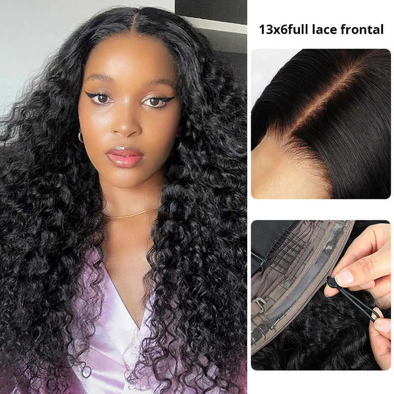 Hairsmarket 13x6 Pull On and Go Drawstring Wig  Water Wave HD Lace Frontal Wig 100% Virgin Human Hair Wig