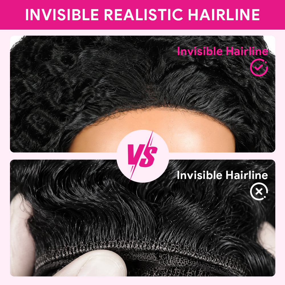 Hairsmarket Burmese Curly Ready To Wear Glueless Half Wig Install With Elastic Drawstring P4/27 Color /Natural Black Color