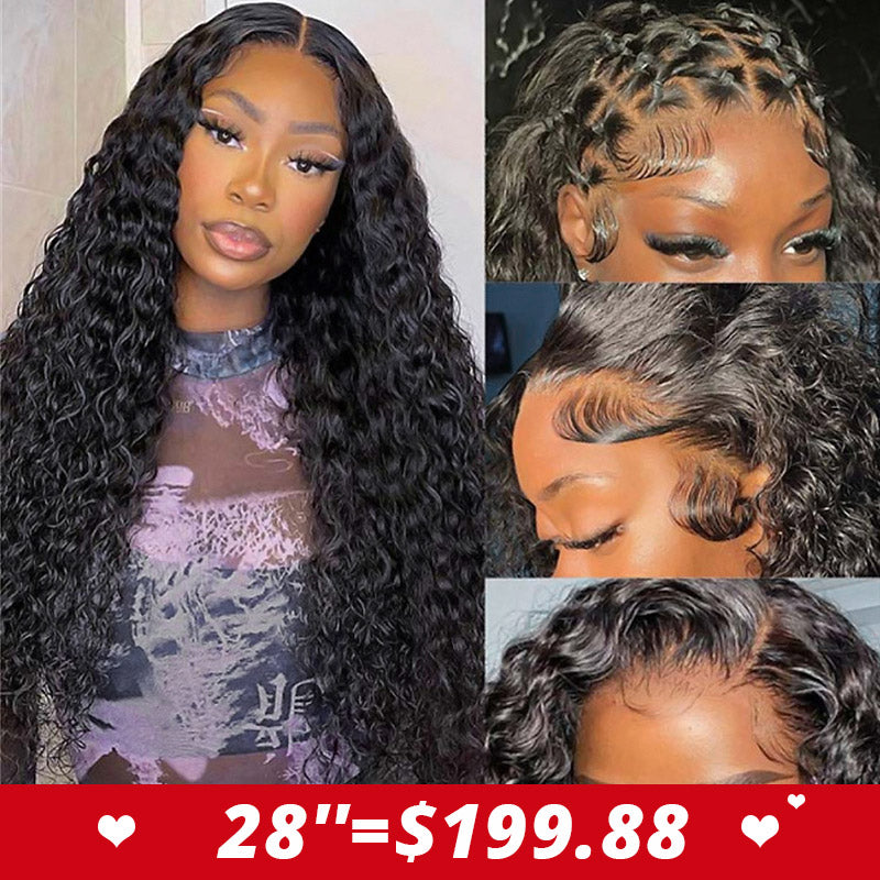 28''=$199.88 | Water Wave 5x5 Lace Closure Wigs 100% Human Hair Wet And Wavy HD Lace Glueless Wigs