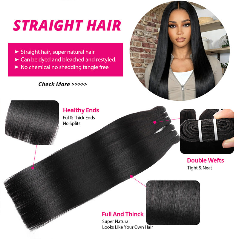 Hairsmarket Brazilian Straight Hair Bundles 12A Unprocessced Virgin 100% Human Hair Extensions 1 Pc/3 Pcs