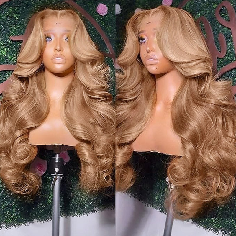 Body Wave Glueless Wigs Milk Tea Brown 13x4 HD Lace Front Wigs Colored Human Hair Wigs